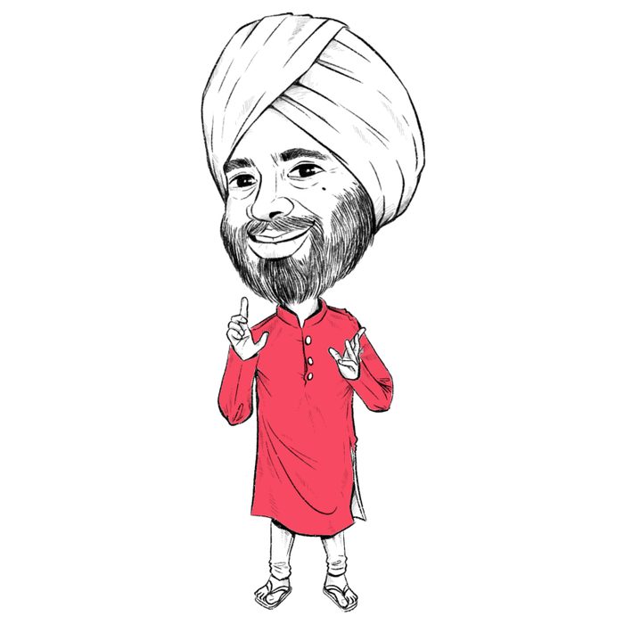 A pen sketch of Sardar Tuktuk in a red kurta